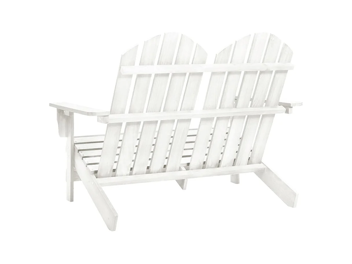 Sedia da giardino Adirondack a 2 posti in legno massello di abete, bianca