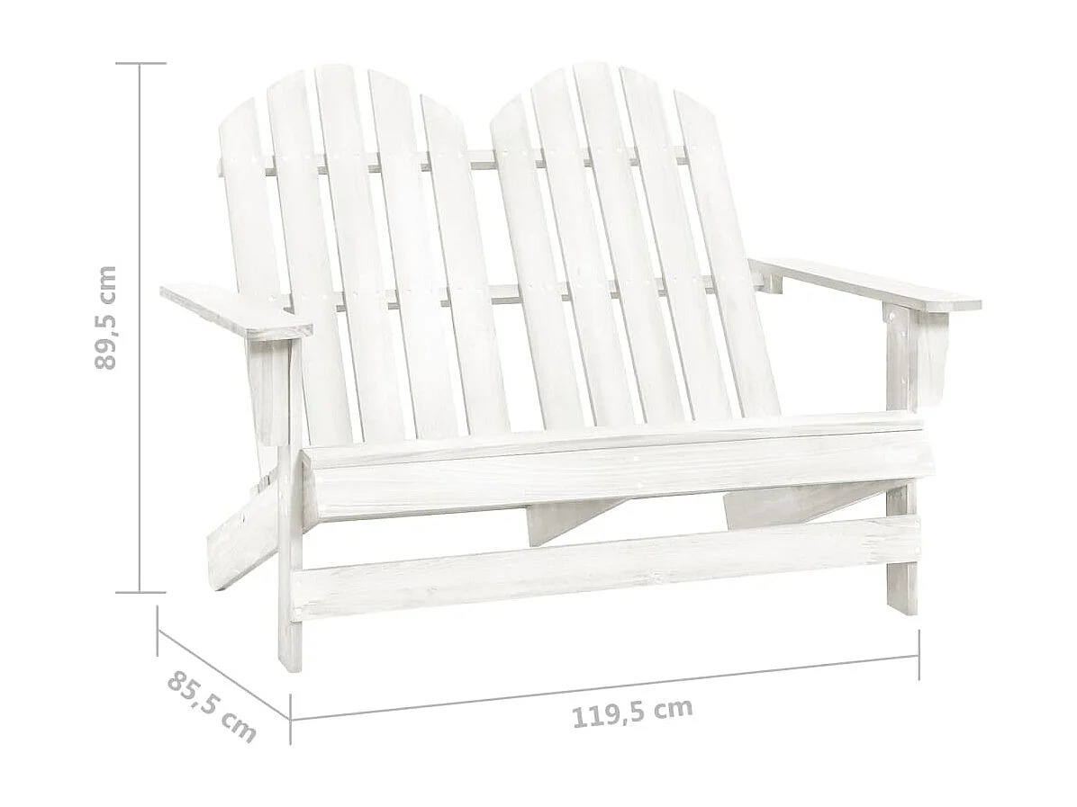 Adirondack 2-zits tuinstoel in massief dennenhout, wit