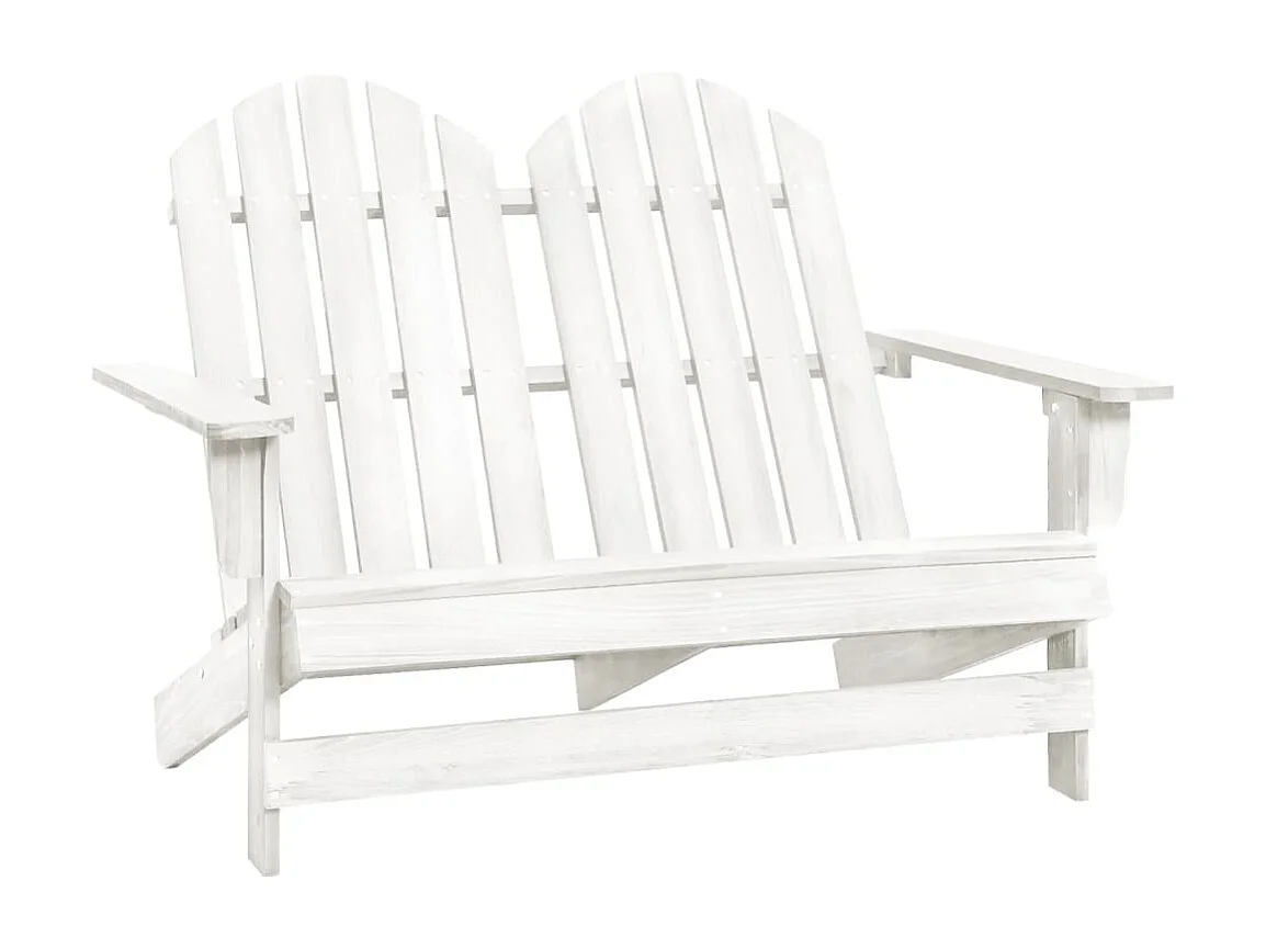 Chaise de jardin Adirondack 2 places bois de sapin massif blanc