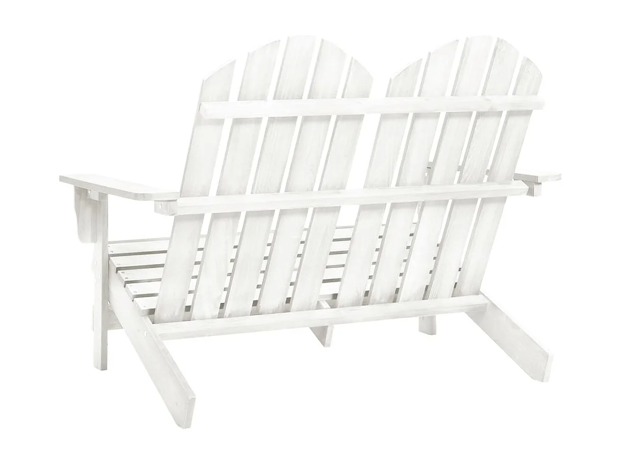 Chaise de jardin Adirondack 2 places bois de sapin massif blanc