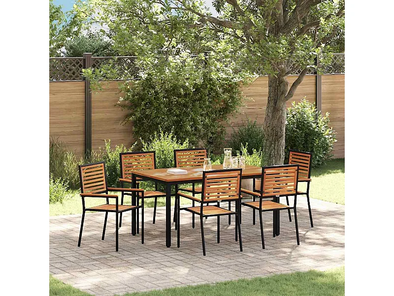 Ensemble de salle à manger pour jardin 7 pcs Noir