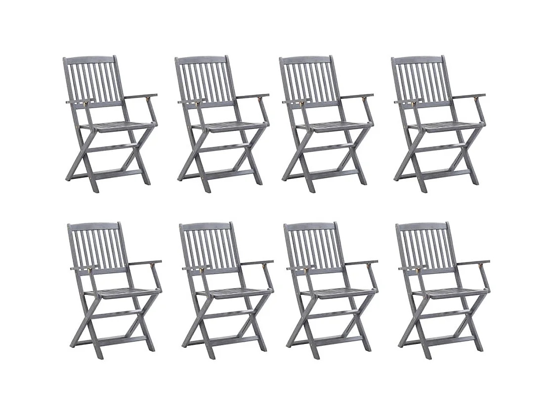 Outdoor Klappstühle 8er Set mit Auflagen Akazienholz
