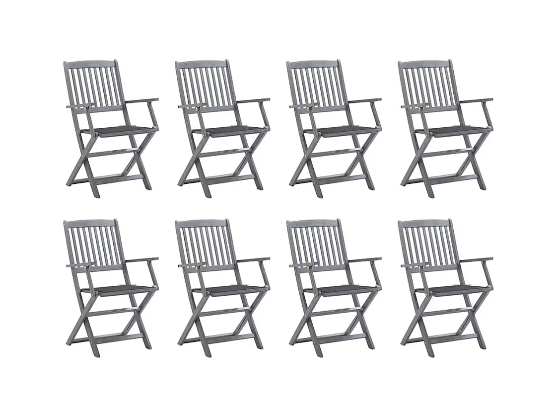 Chaises pliables d'extérieur lot de 8 et coussins Bois d'acacia