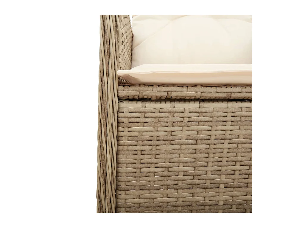 Conjunto de 2 sillas de jardín reclinables con mesa de ratán beige