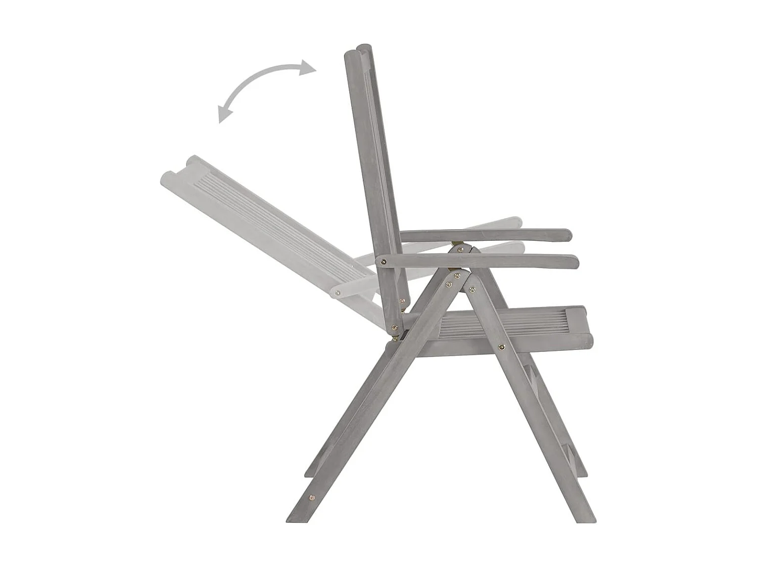 Set di 4 sedie da giardino reclinabili con cuscini in legno di acacia