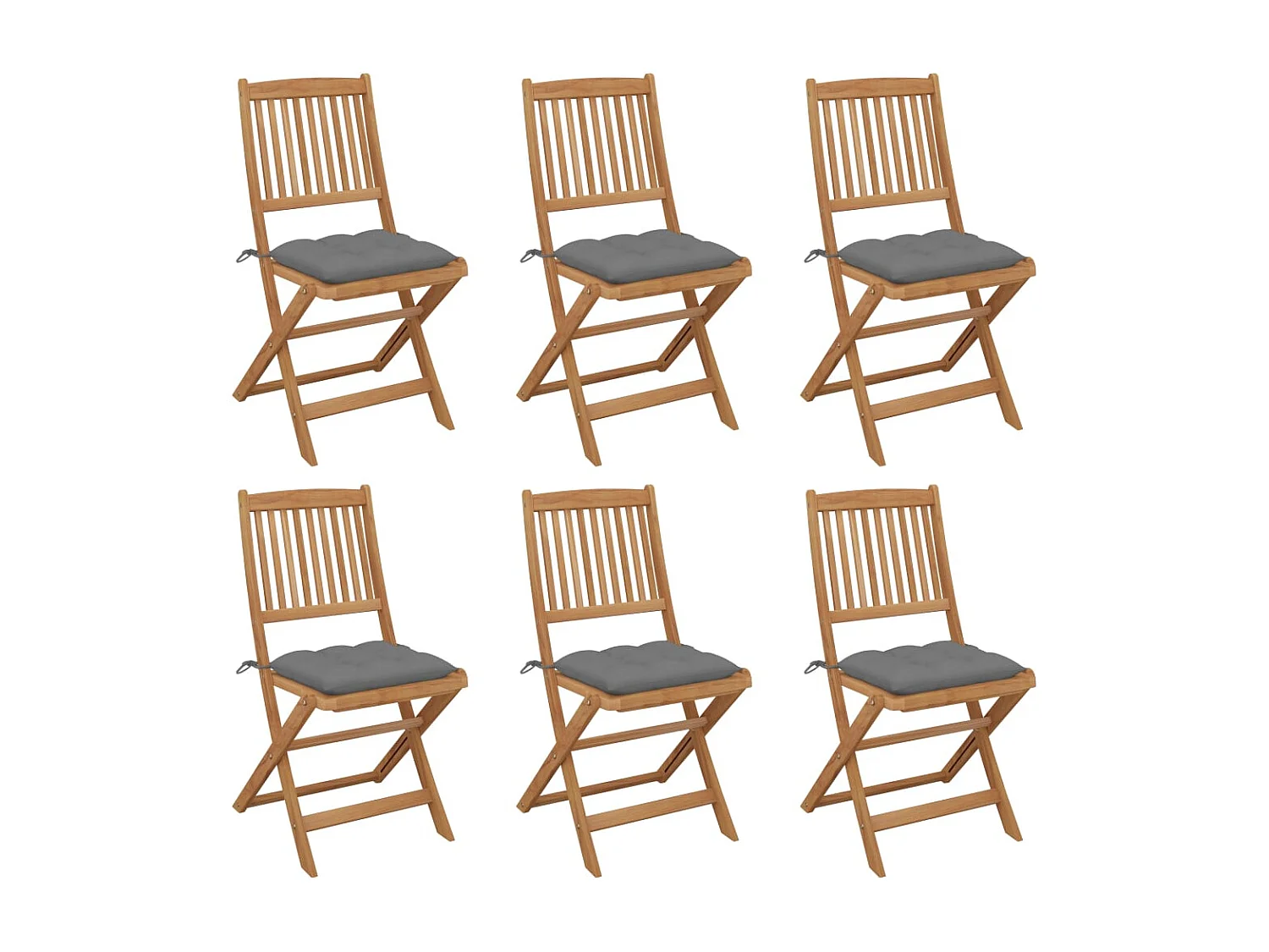 Chaises pliables de jardin lot de 6 avec coussins Bois d'acacia