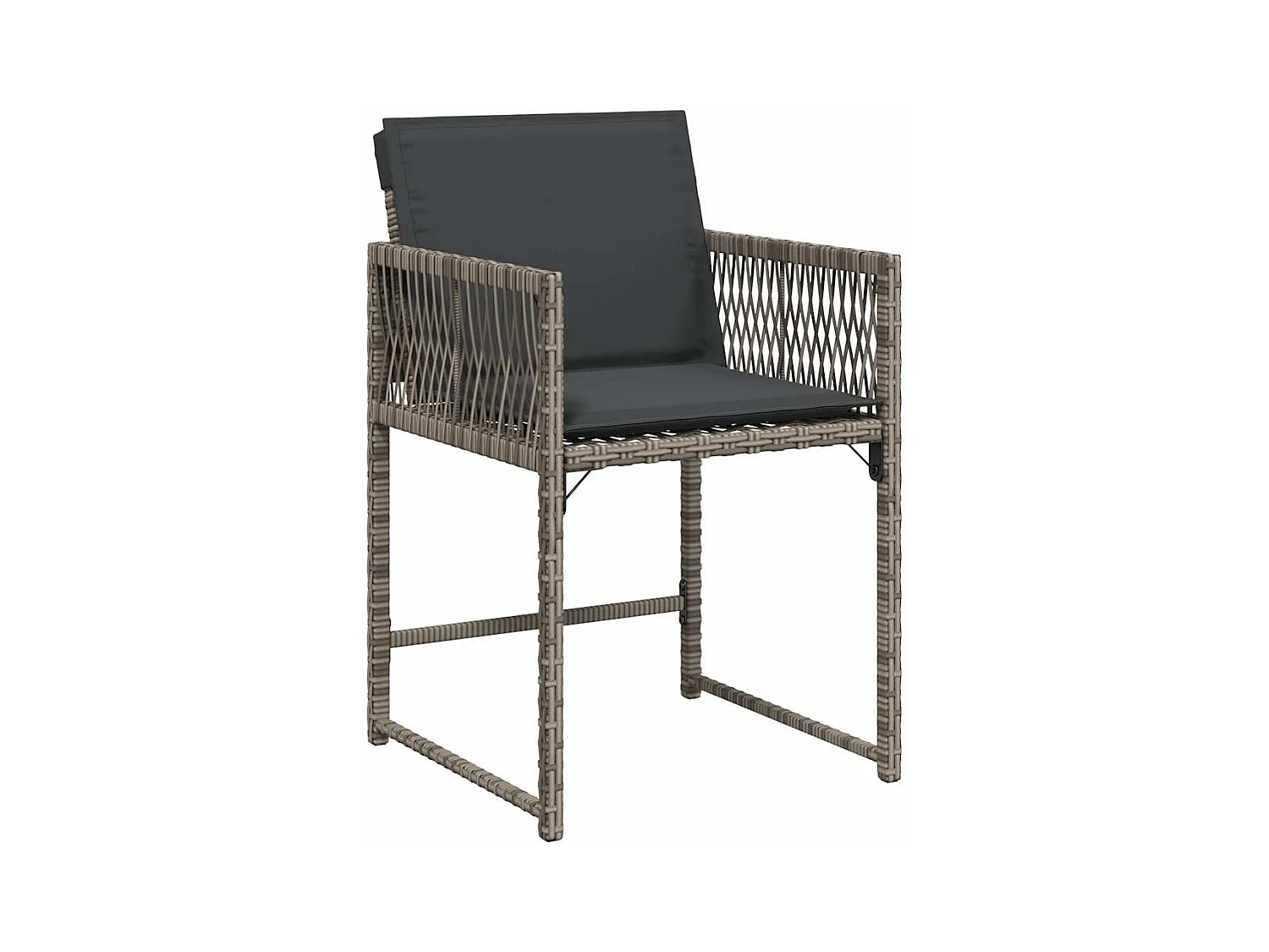 Tuinstoelen met kussens, set van 4, grijs, geweven hars