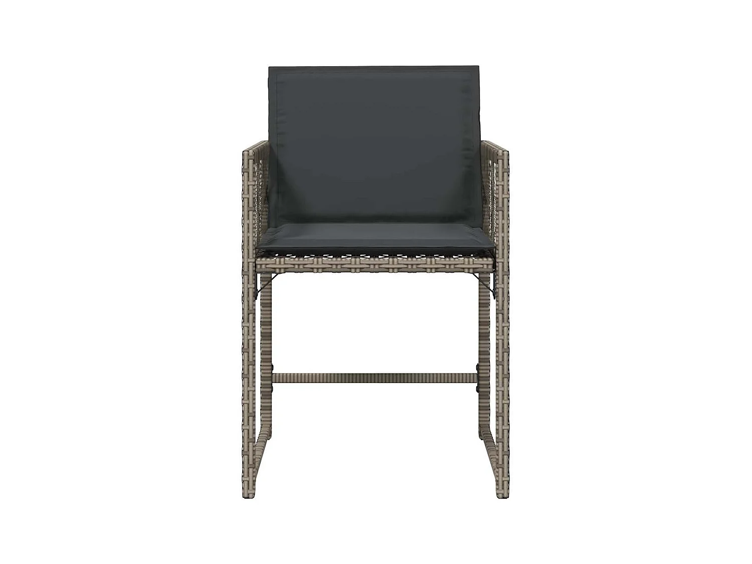 Tuinstoelen met kussens, set van 4, grijs, geweven hars