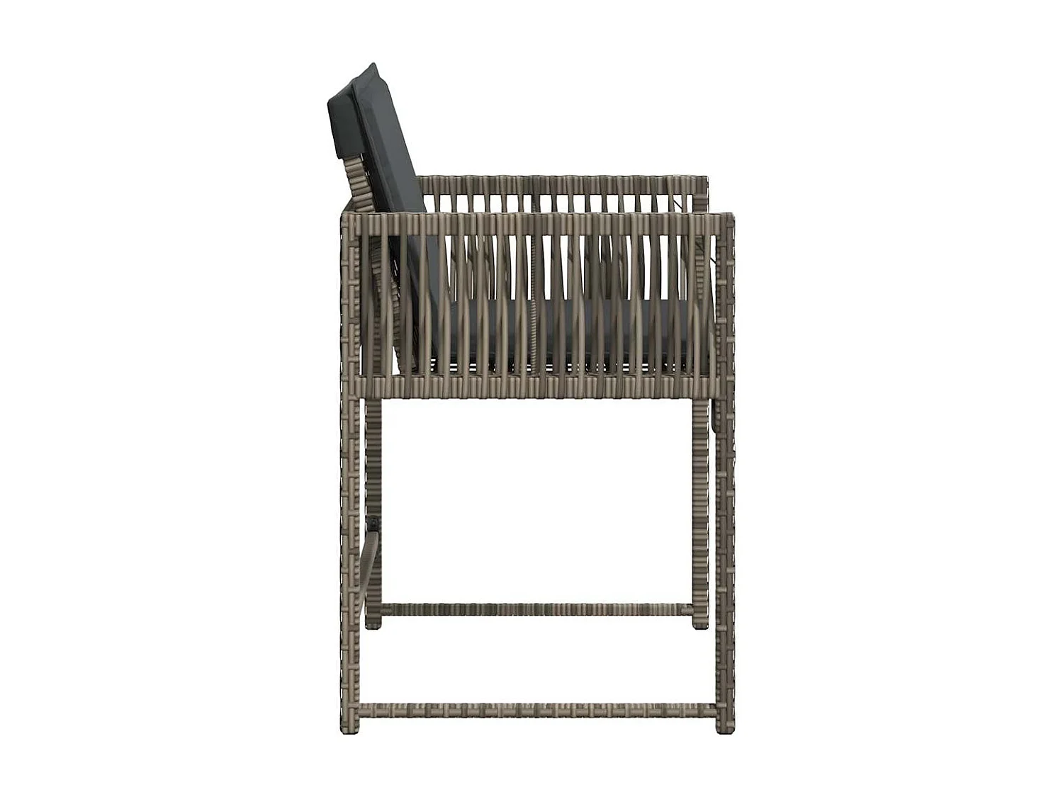 Tuinstoelen met kussens, set van 4, grijs, geweven hars