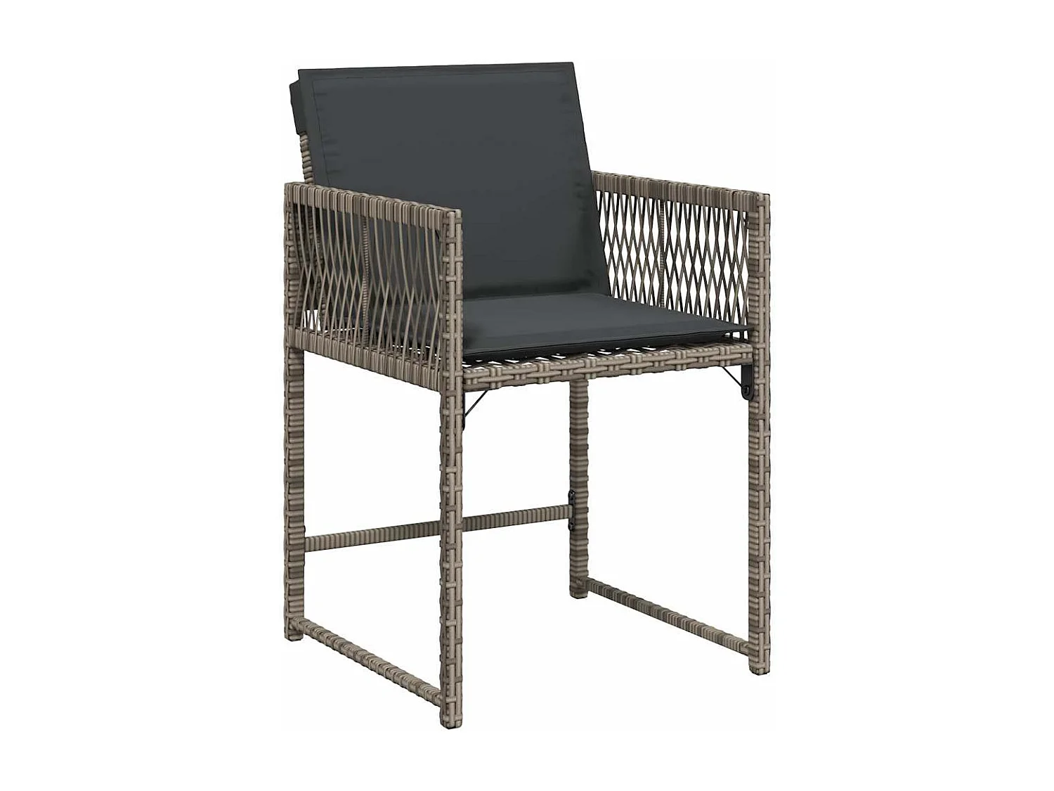 Tuinstoelen met kussens, set van 4, grijs, geweven hars