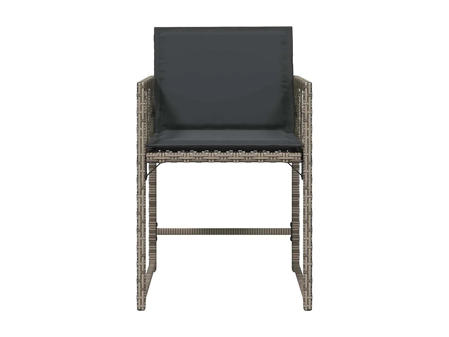 Tuinstoelen met kussens, set van 4, grijs, geweven hars