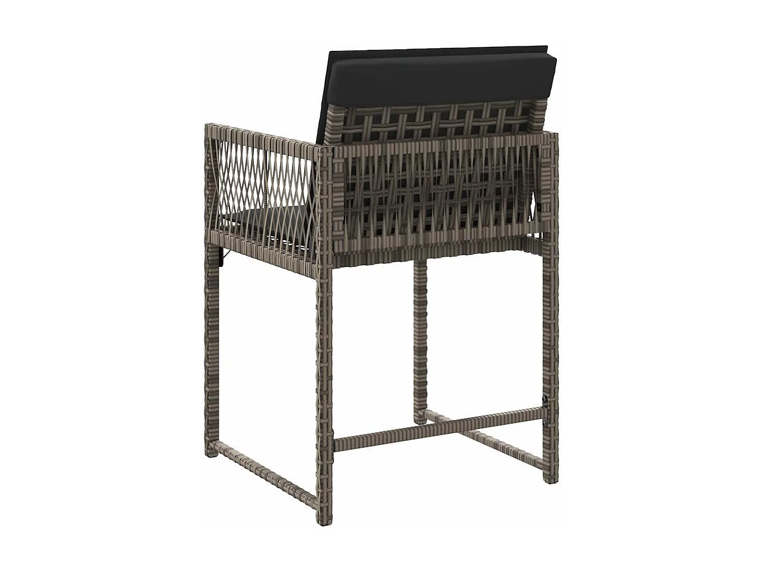 Tuinstoelen met kussens, set van 4, grijs, geweven hars