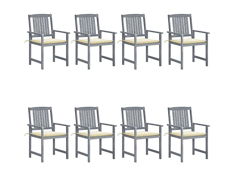 Chaises de jardin et coussins lot de 8 Bois acacia solide Gris