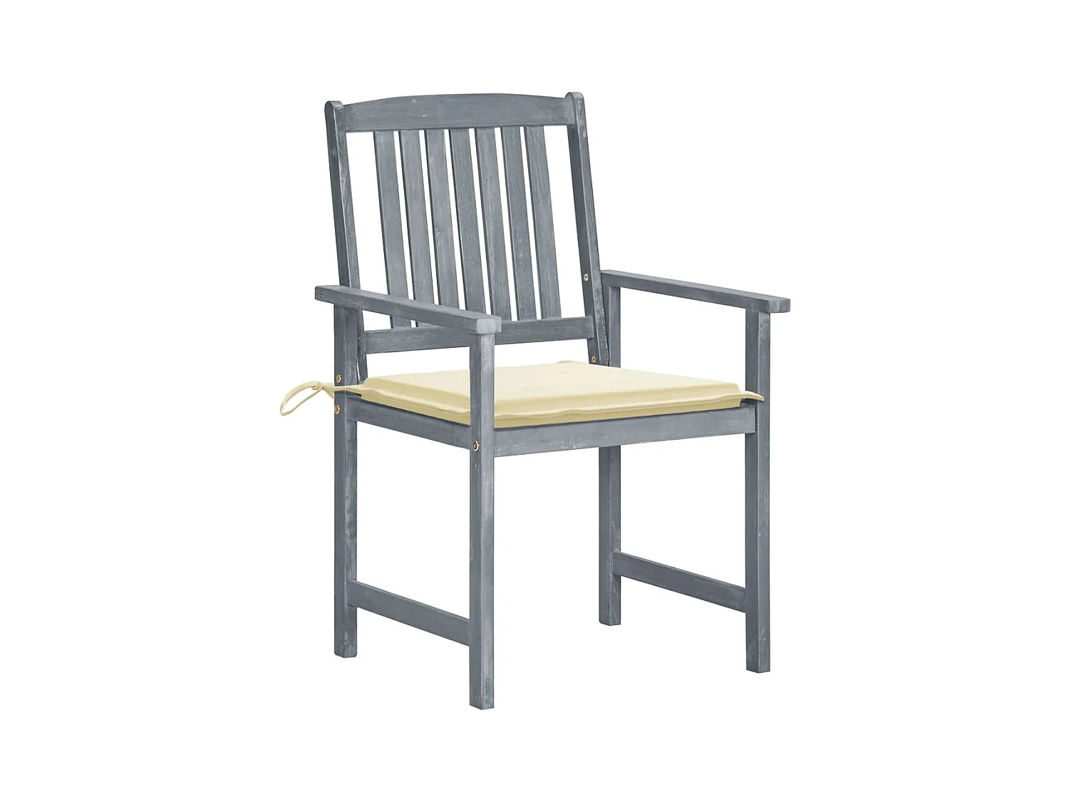 Set di 8 sedie e cuscini da giardino in legno massello di acacia grigio