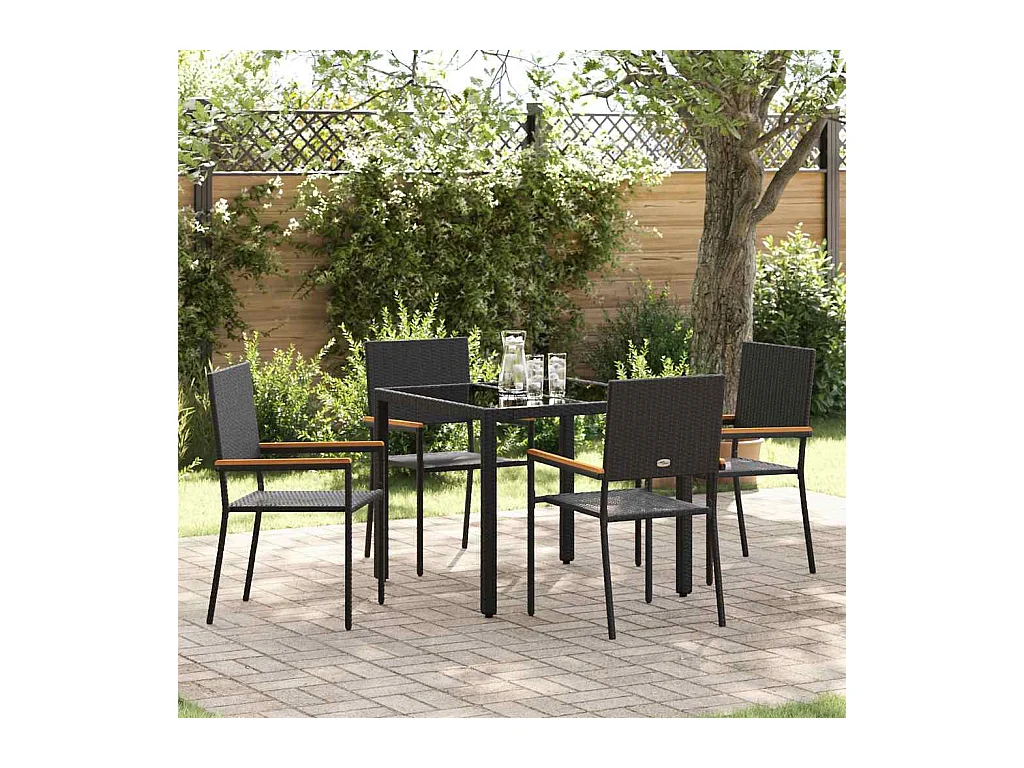 Ensemble de salle à manger pour jardin 5 pcs Noir