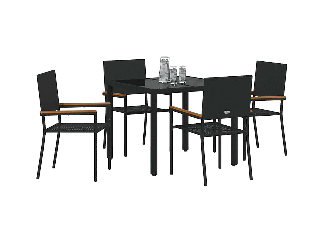 Ensemble de salle à manger pour jardin 5 pcs Noir