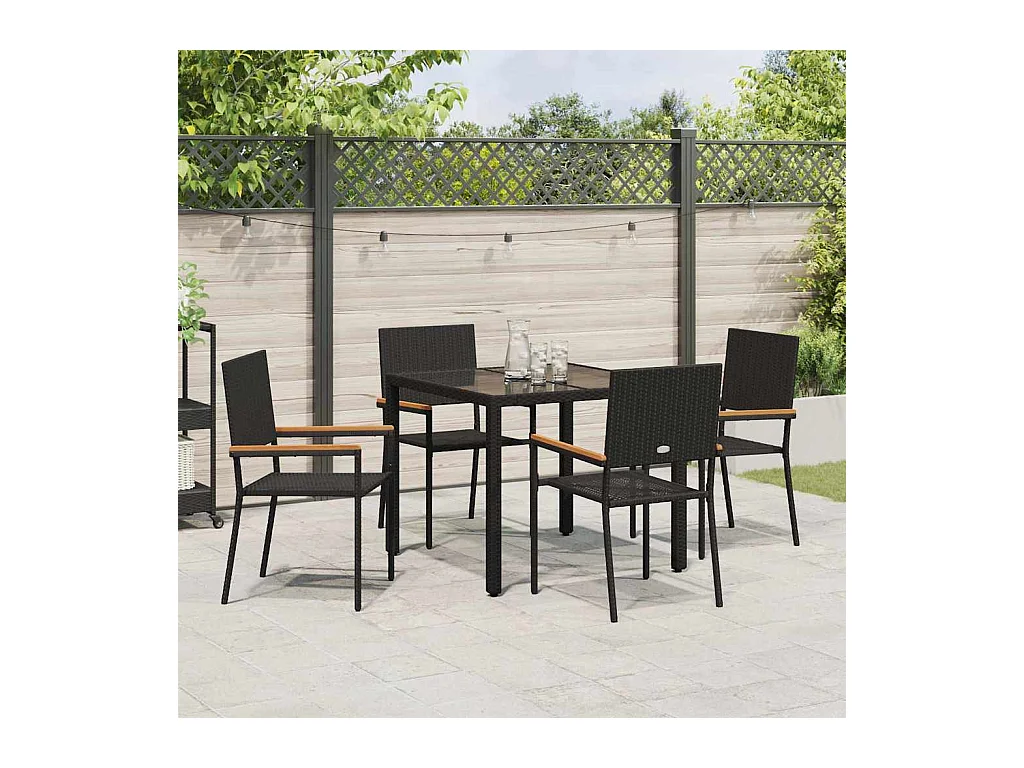 Ensemble de salle à manger pour jardin 5 pcs Noir