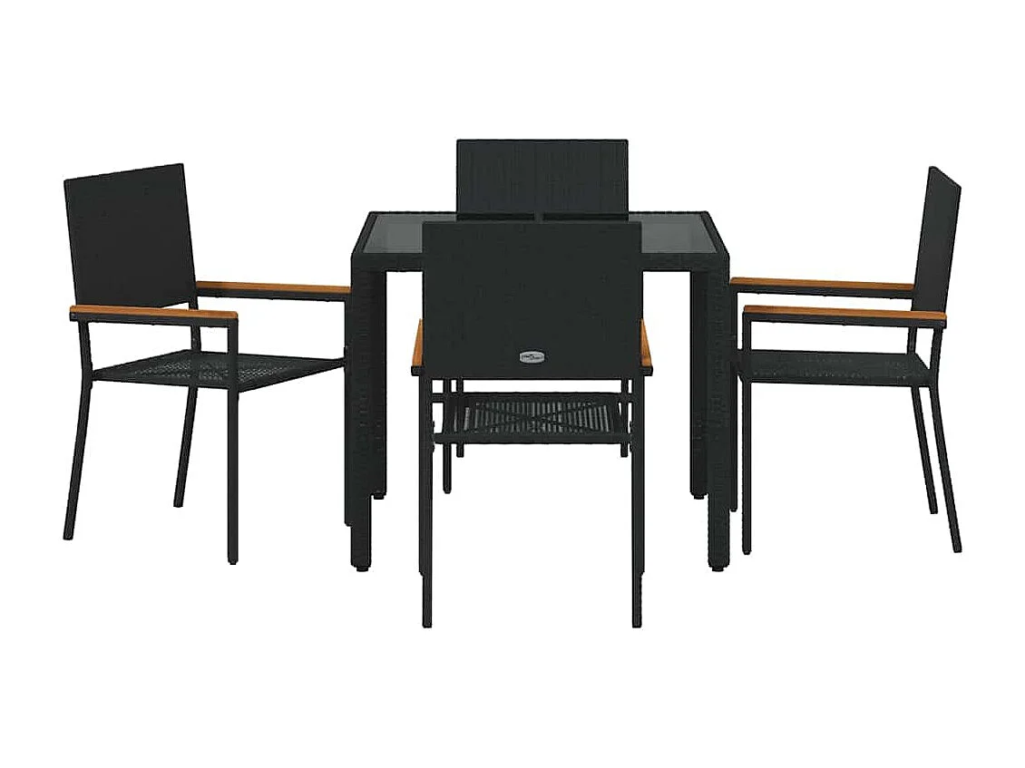Ensemble de salle à manger pour jardin 5 pcs Noir