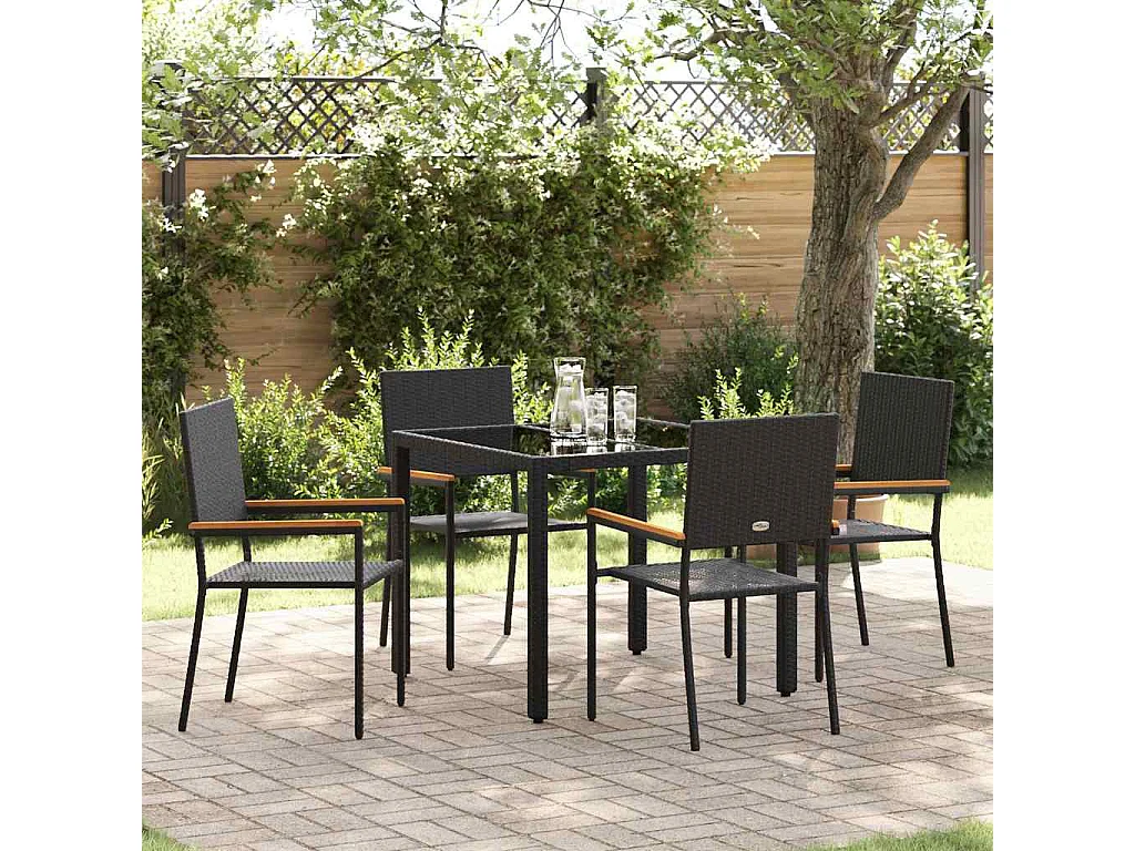 Set da pranzo da giardino 5 pezzi nero