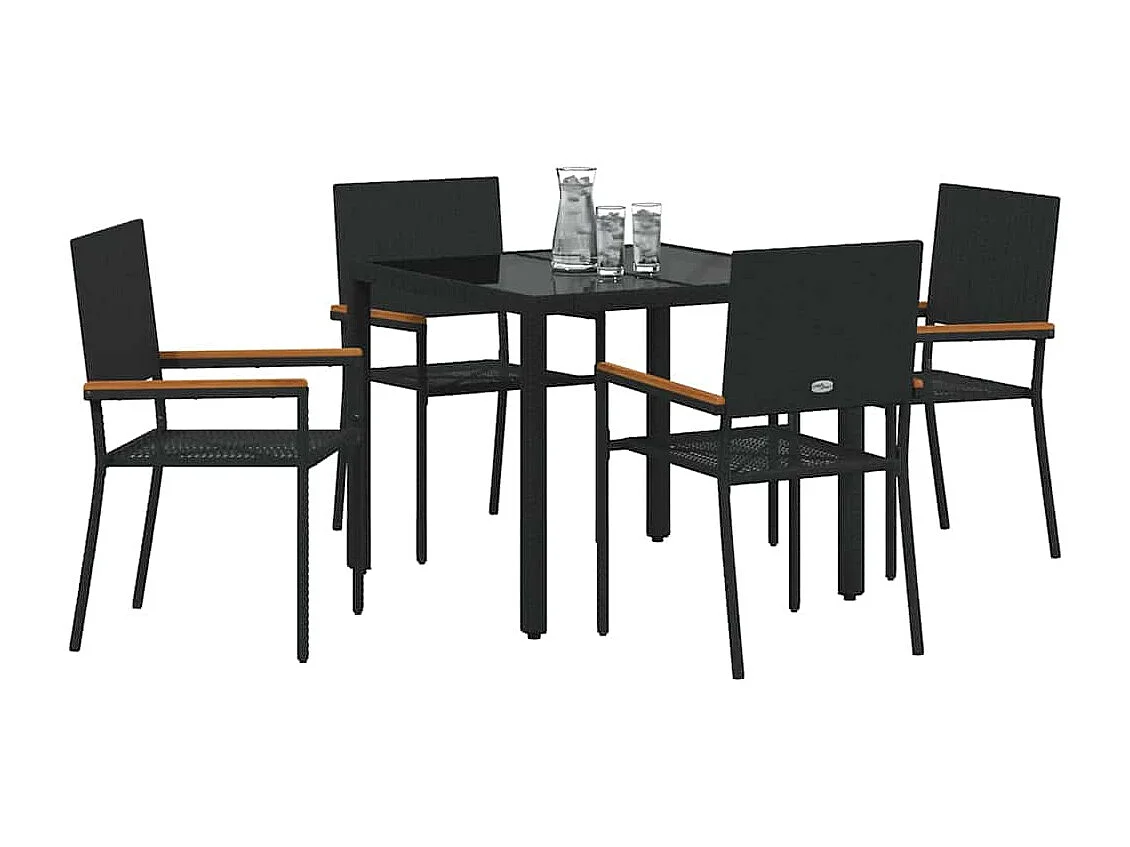 Set da pranzo da giardino 5 pezzi nero