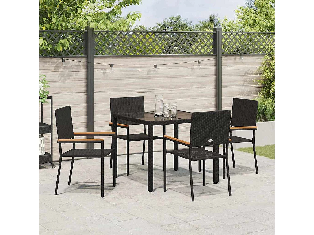 Set da pranzo da giardino 5 pezzi nero