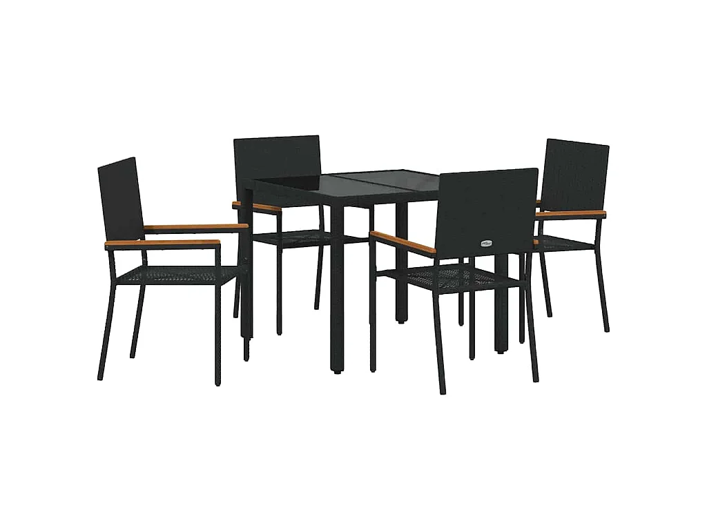 Set da pranzo da giardino 5 pezzi nero