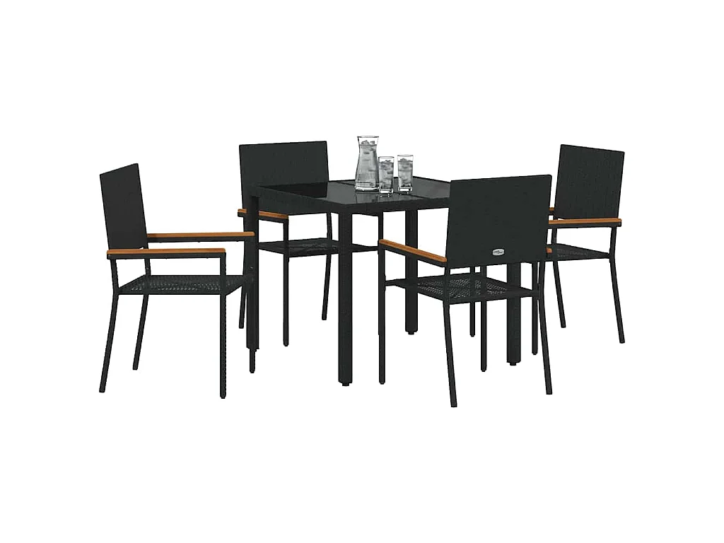 Set da pranzo da giardino 5 pezzi nero