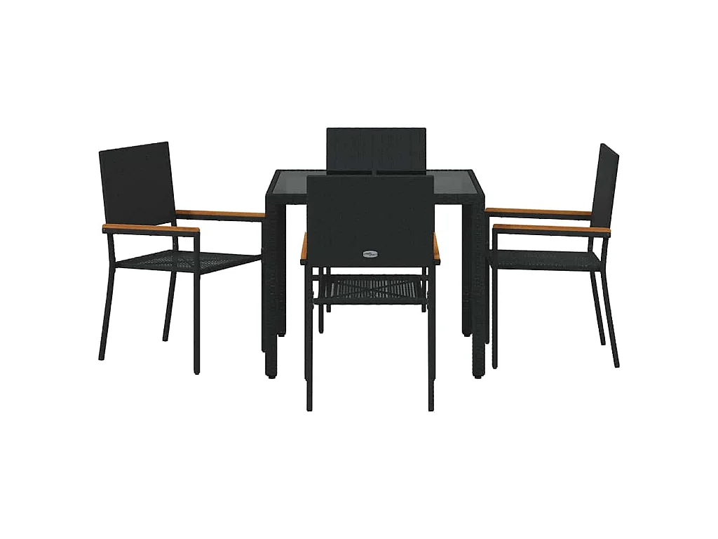 Set da pranzo da giardino 5 pezzi nero