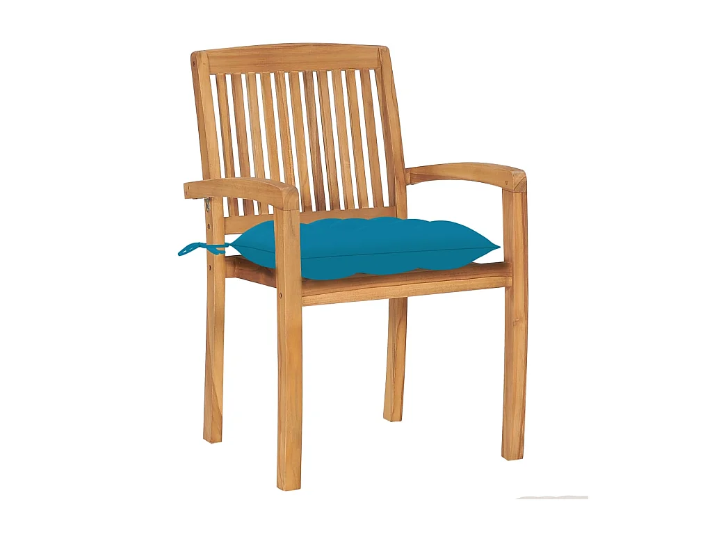 Tuinstoelen set van 2 en lichtblauwe kussens Teakhout