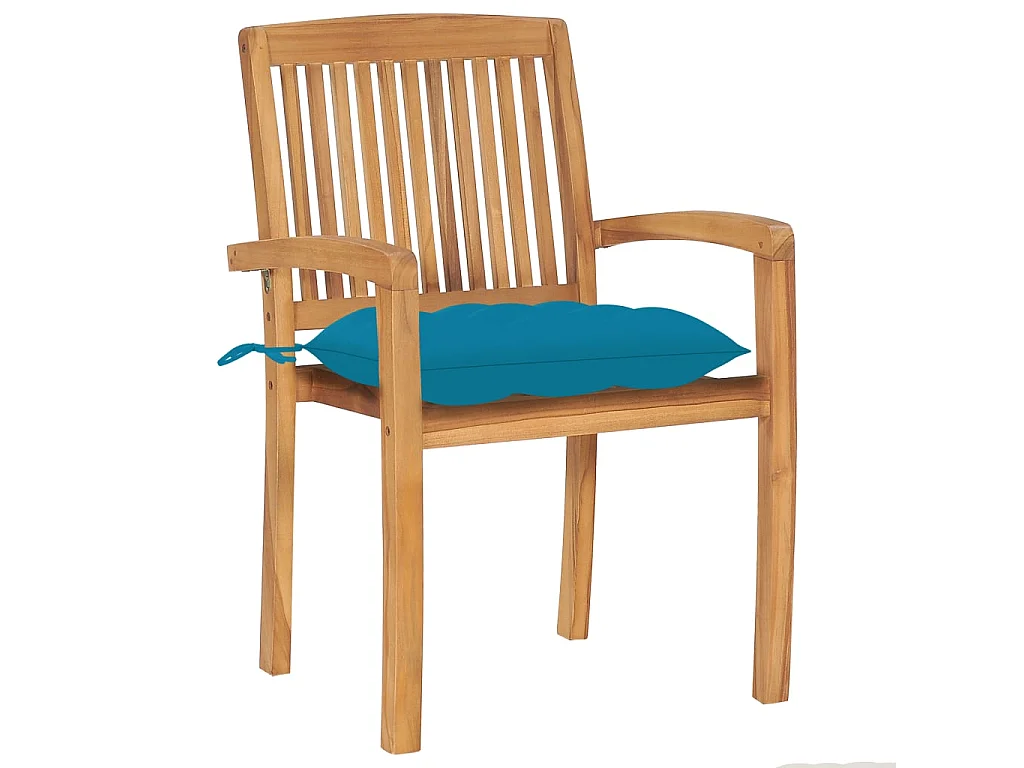 Chaises de jardin lot de 2 et coussins bleu clair Bois de teck