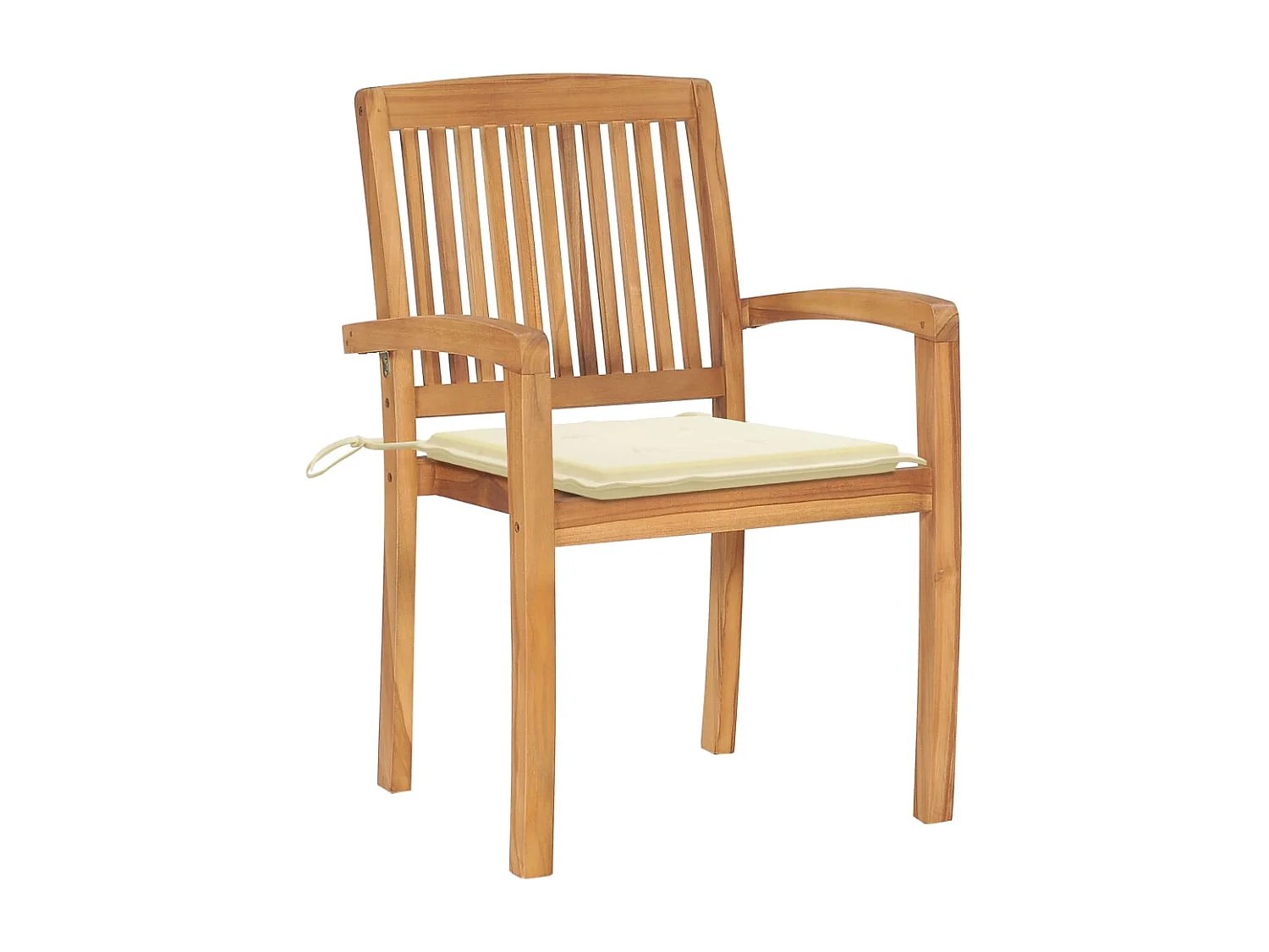 Chaises de jardin empilables avec coussins lot de 4 Teck solide