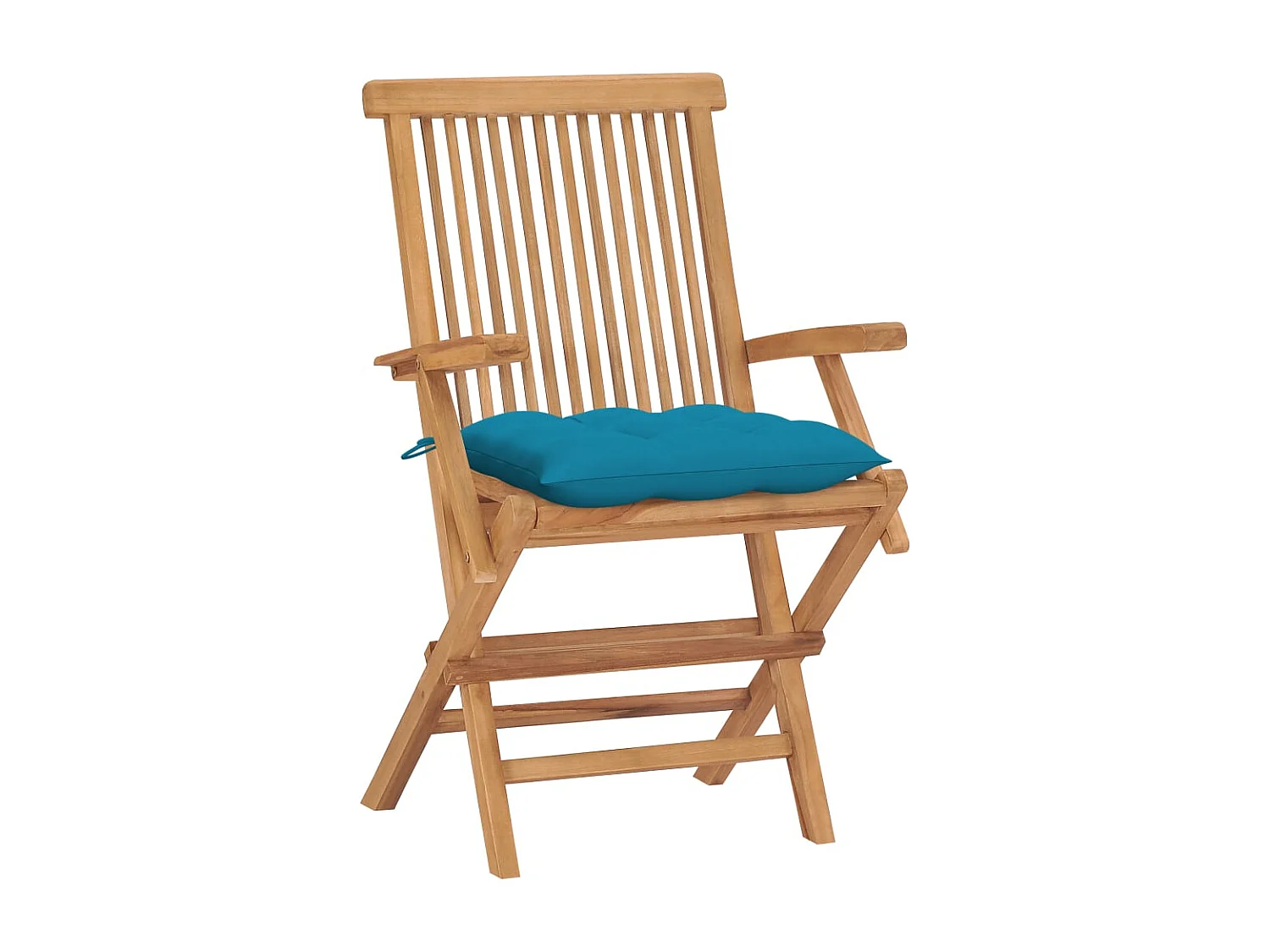 Chaises de jardin avec coussins bleu clair lot de 4 Teck massif
