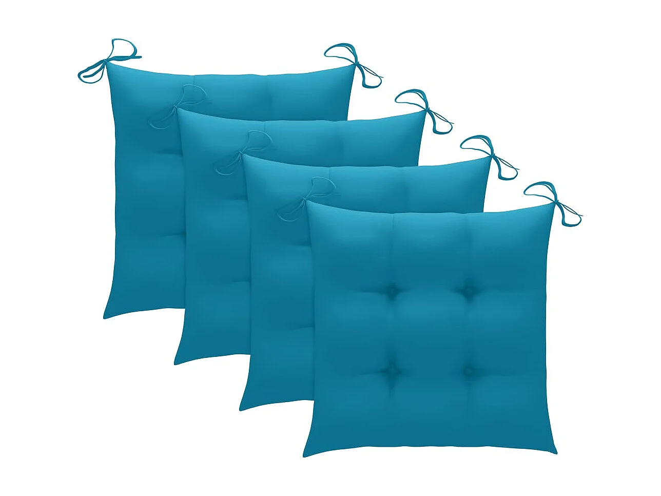 Chaises de jardin avec coussins bleu clair lot de 4 Teck massif