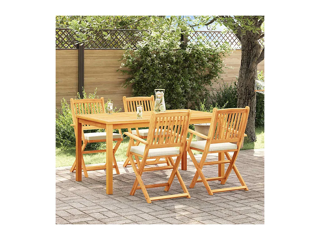 Chaise pliante avec coussin Pliant 4 pcs Blanc 49 x 57.5 x 92cm