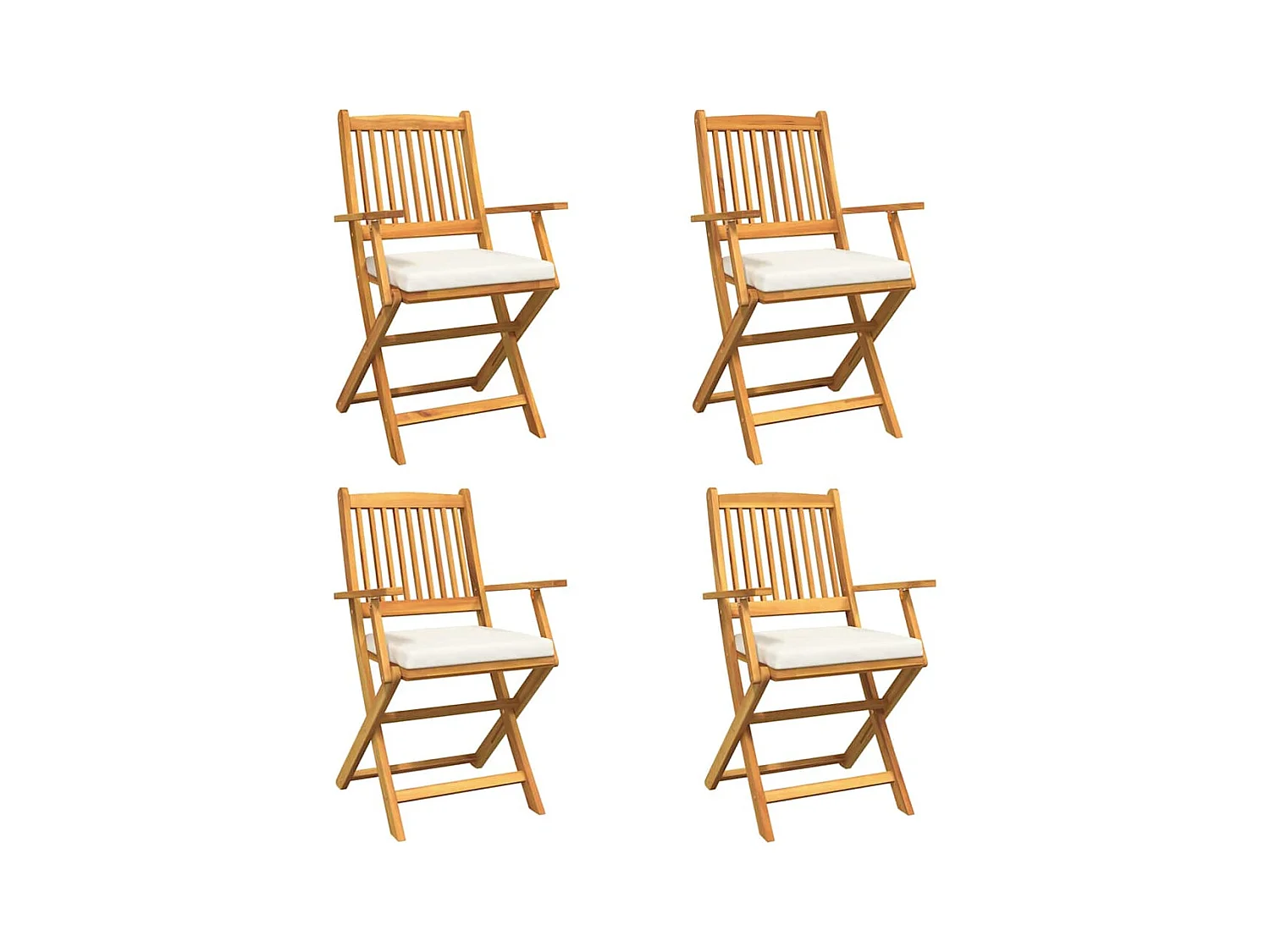 Opvouwbare stoel met kussen, opvouwbaar, 4 stuks, wit, 49 x 57,5 x 92 cm