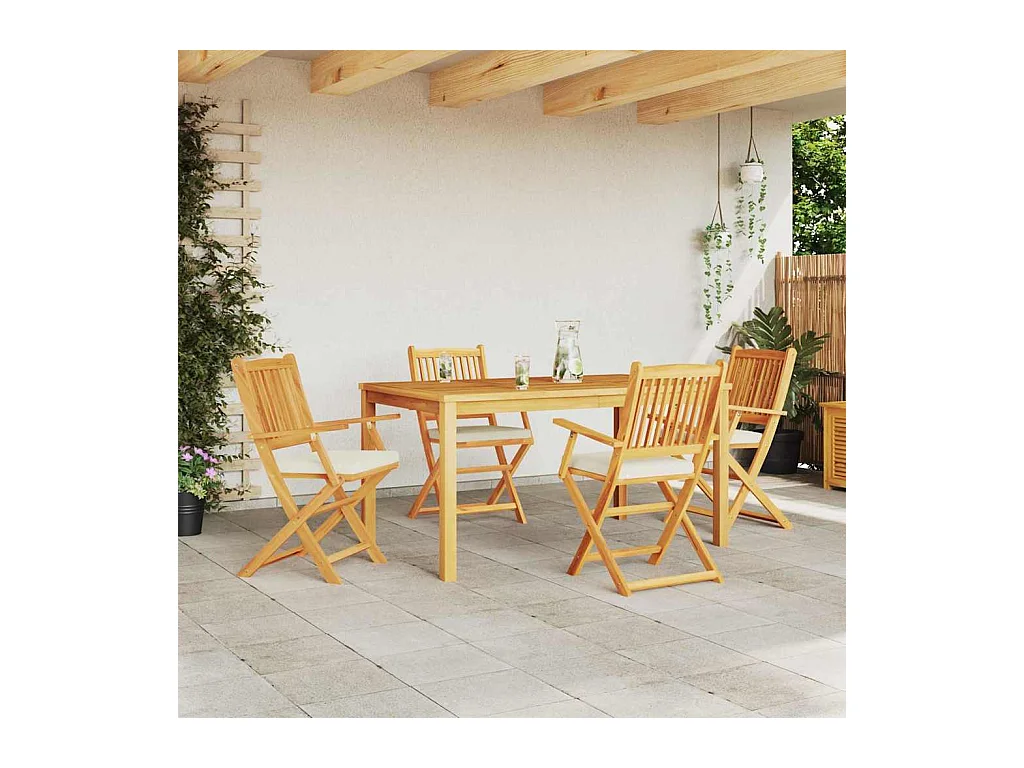 Opvouwbare stoel met kussen, opvouwbaar, 4 stuks, wit, 49 x 57,5 x 92 cm