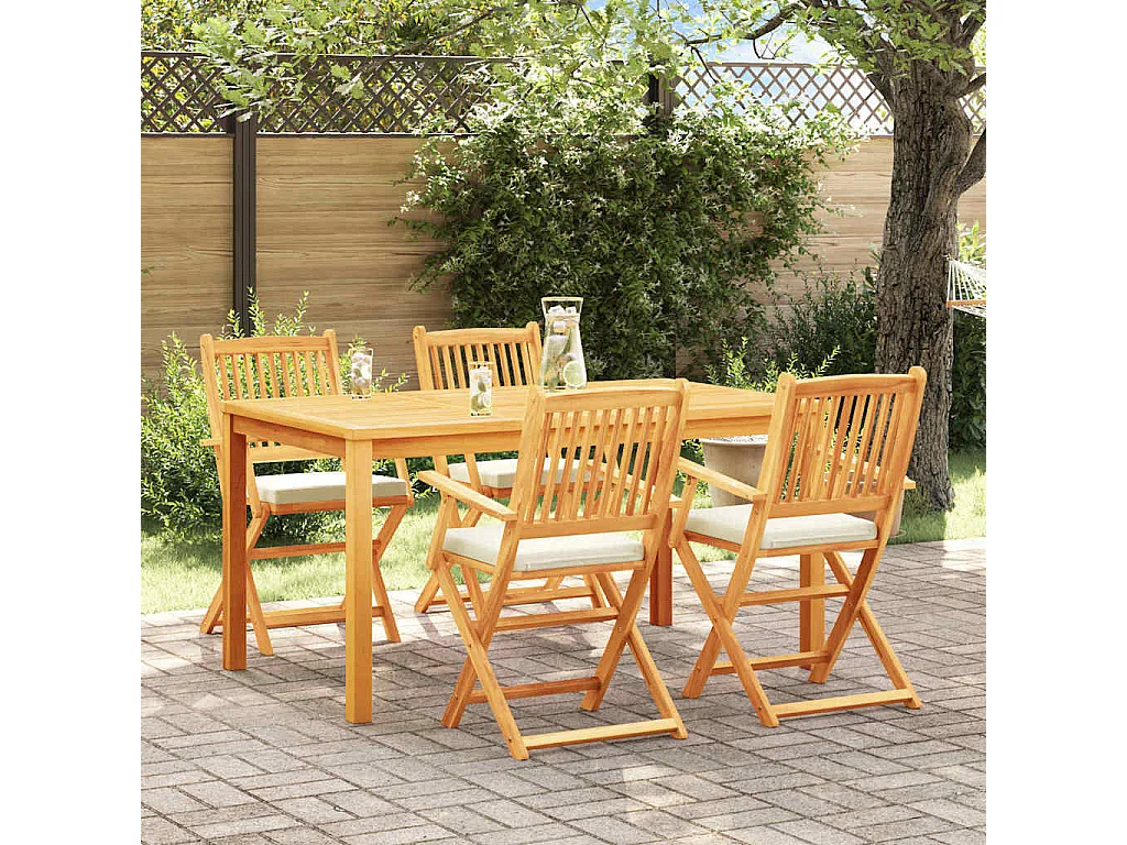 Chaise pliante avec coussin Pliant 4 pcs Blanc 49 x 57.5 x 92cm