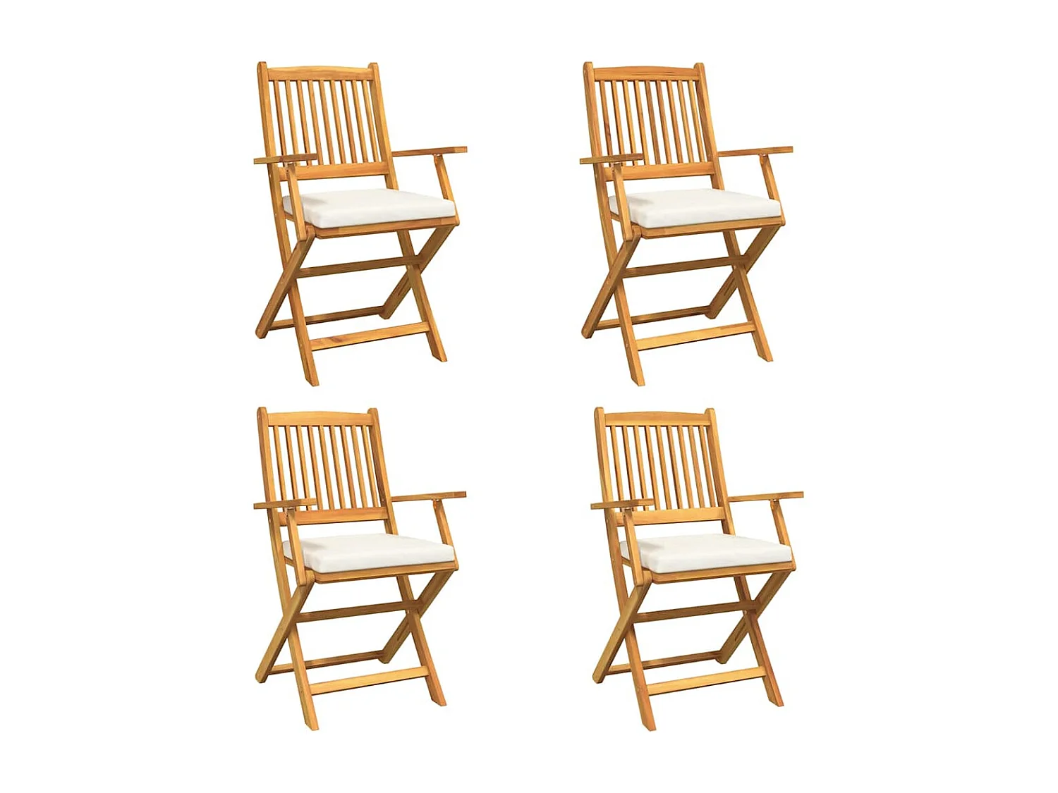 Chaise pliante avec coussin Pliant 4 pcs Blanc 49 x 57.5 x 92cm