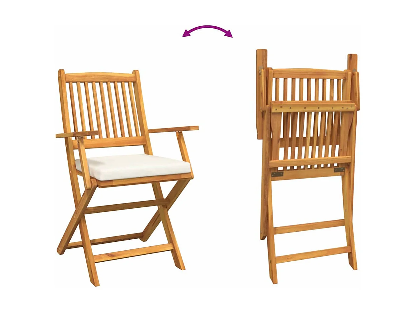 Chaise pliante avec coussin Pliant 4 pcs Blanc 49 x 57.5 x 92cm