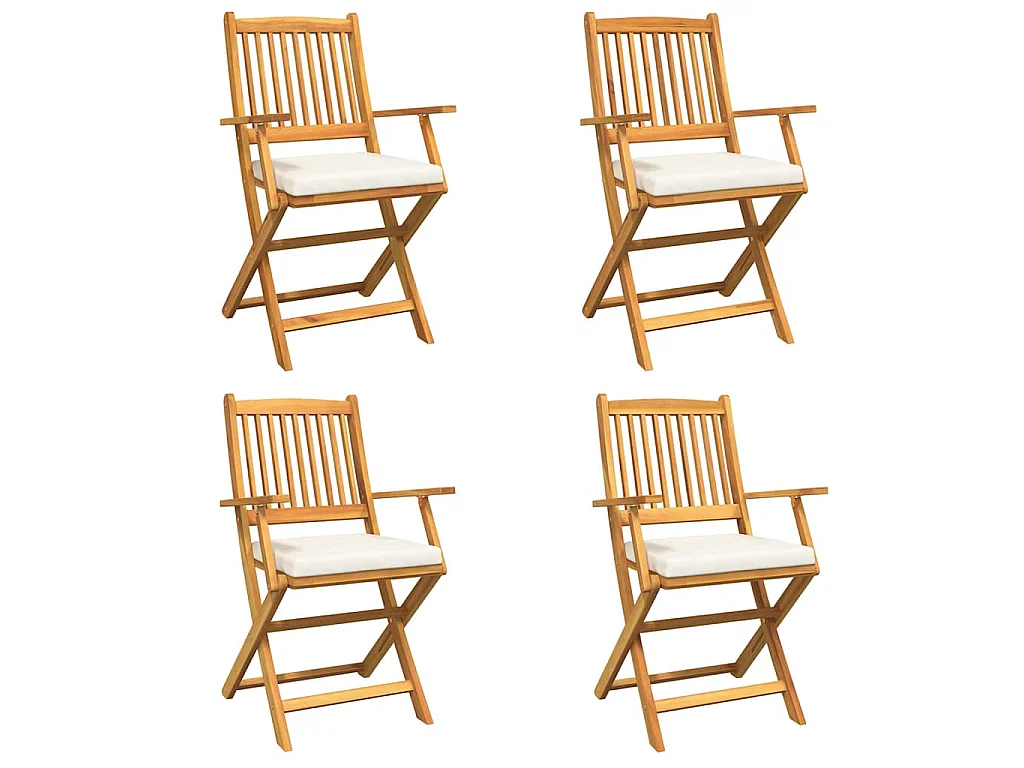 Klappstuhl mit Kissen klappbar 4-tlg. Weiß 49 x 57,5 x 92cm