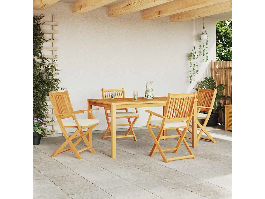 Klappstuhl mit Kissen klappbar 4-tlg. Weiß 49 x 57,5 x 92cm