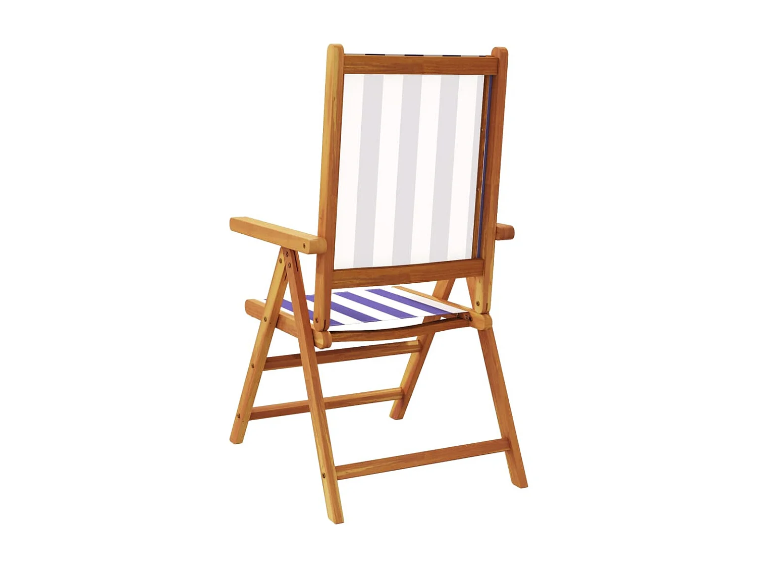 Set di 2 sedie da giardino in legno massello di acacia blu/bianco e tessuto