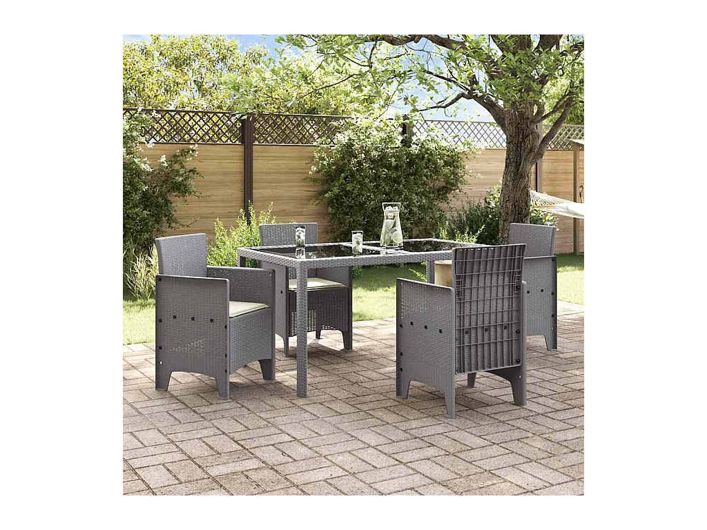 Silla de jardín 4 piezas Gris claro 53 x 49 x 85 cm PP