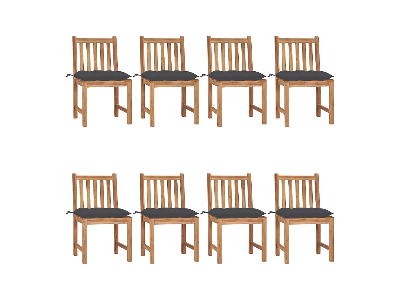 Set di 8 sedie da giardino con cuscini in legno massello di teak