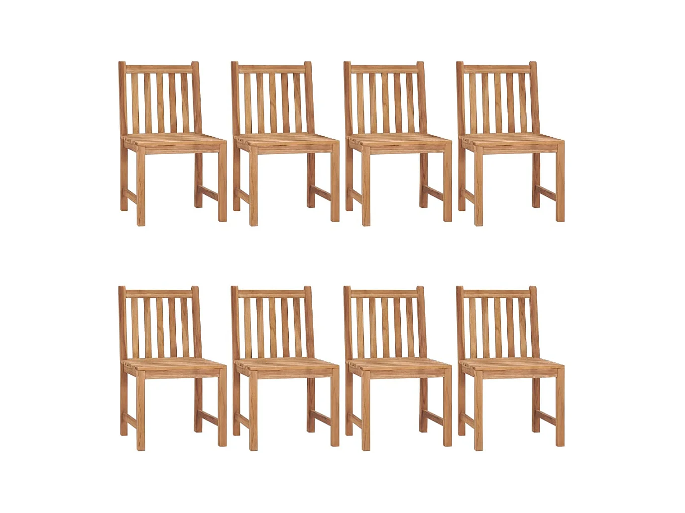 Chaises de jardin lot de 8 avec coussins Bois de teck massif
