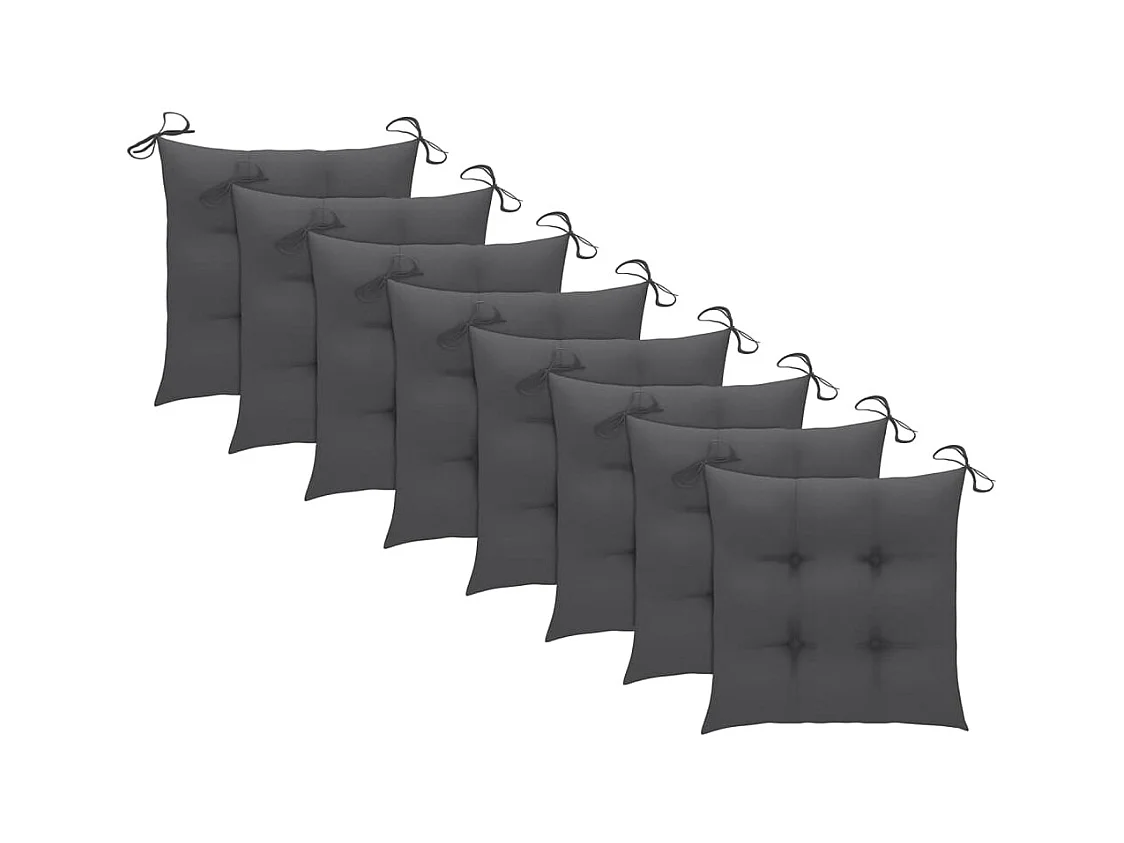 Chaises de jardin lot de 8 avec coussins Bois de teck massif