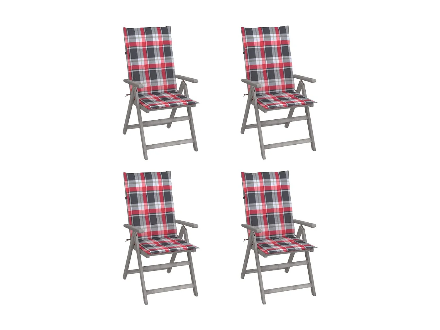Chaises inclinables de jardin lot de 4 et coussins Bois acacia