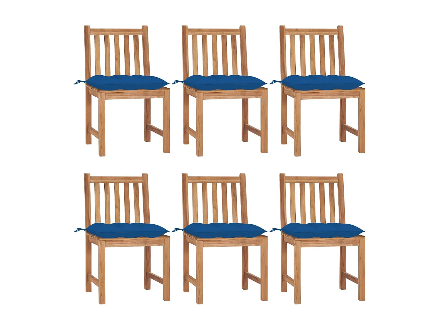 Juego de 6 sillas de jardín con cojines Madera maciza de teca