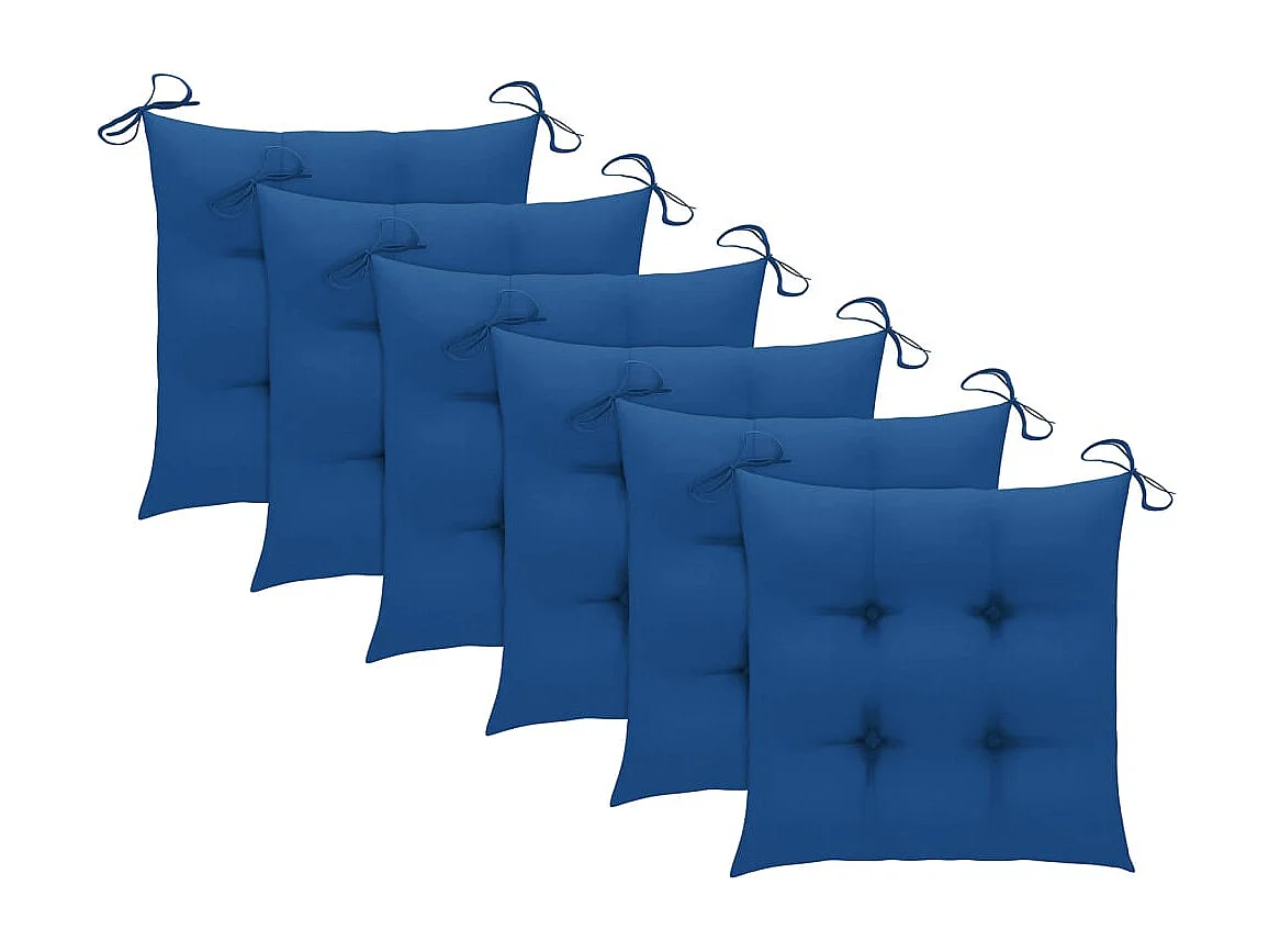 Juego de 6 sillas de jardín con cojines Madera maciza de teca