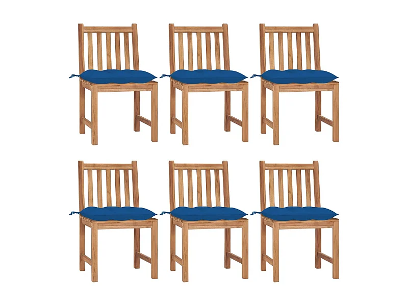 Set di 6 sedie da giardino con cuscini in legno massello di teak